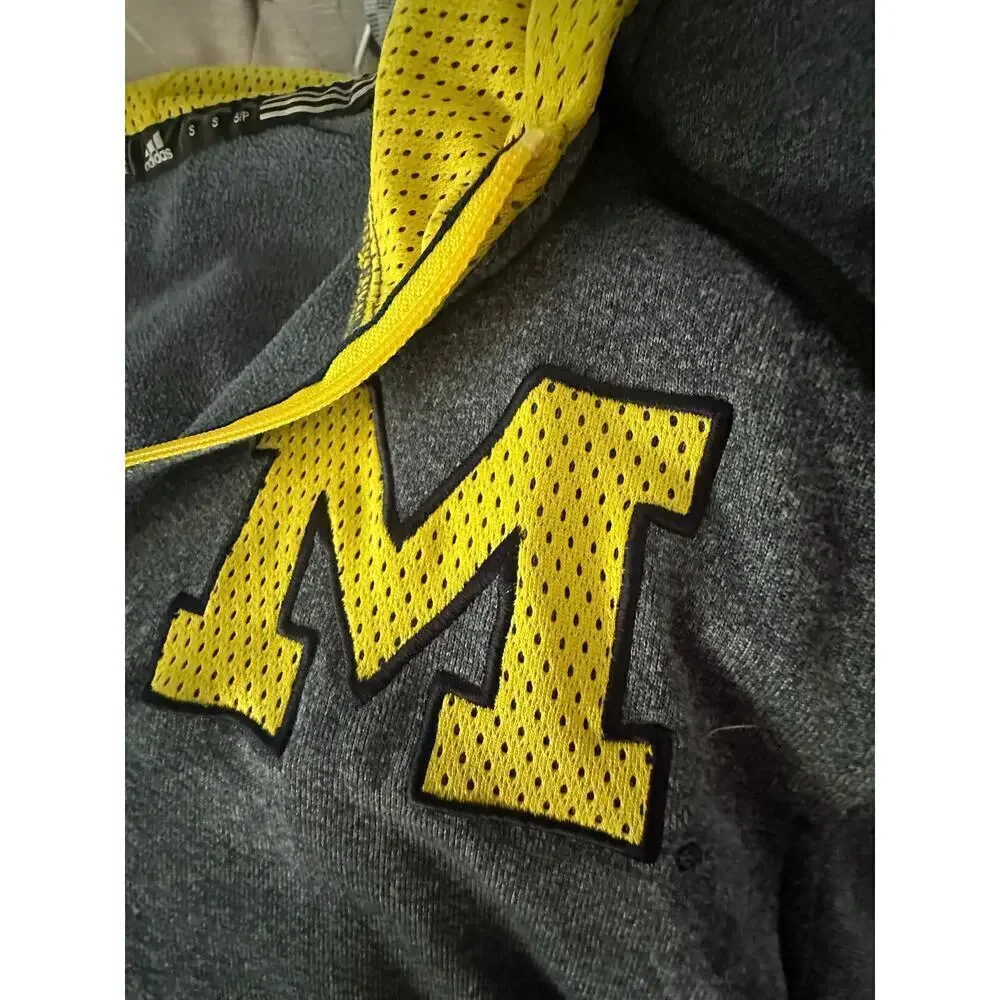 Adidas Gray & Yellow UNIVERSITY OF MICHIGAN Full Zip Climawarm Track Jacket S